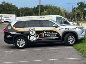 Double T Construction and Roofing vehicle wrapped