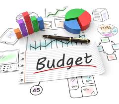 Photo showing the word budget and some pie and graph charts